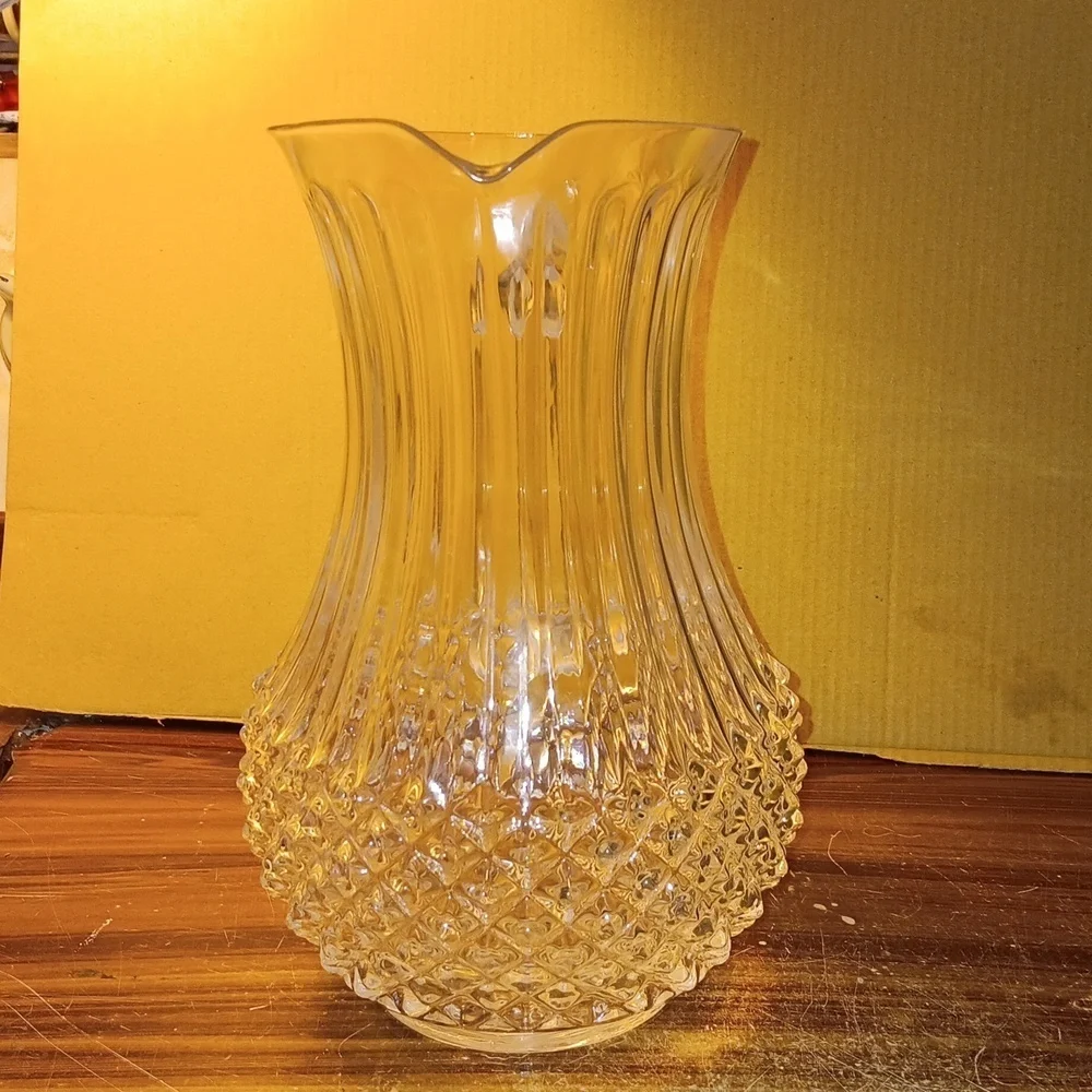 Vintage Longchamp cut glass diamond crystal pitcher